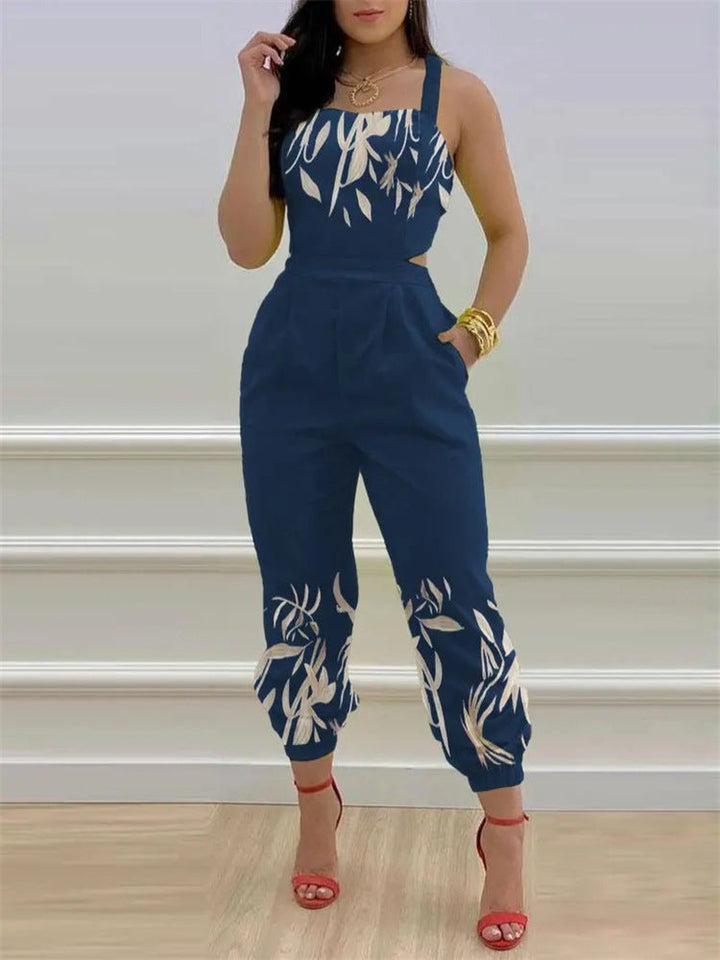 Stilla | Kvinders Jumpsuits Printet Sling Bar Ryg Jumpsuit