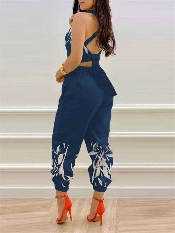 Stilla | Kvinders Jumpsuits Printet Sling Bar Ryg Jumpsuit