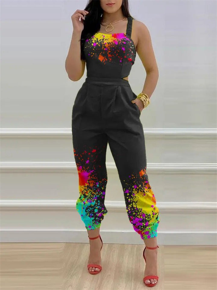 Stilla | Kvinders Jumpsuits Printet Sling Bar Ryg Jumpsuit