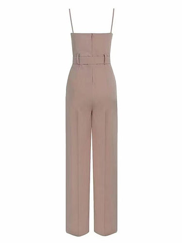 Stilla | Kvinders Jumpsuits Strop Notched V-hals Bælte Bred Ben Bukser Jumpsuit