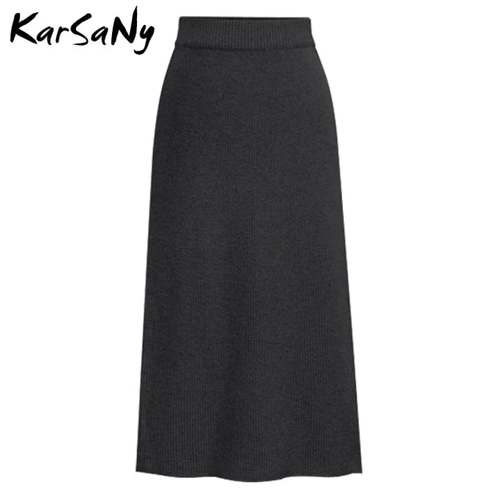 Stilla | Kvinders Strikket 3 6xl Designer Midi Nederdele (plus Størrelse)