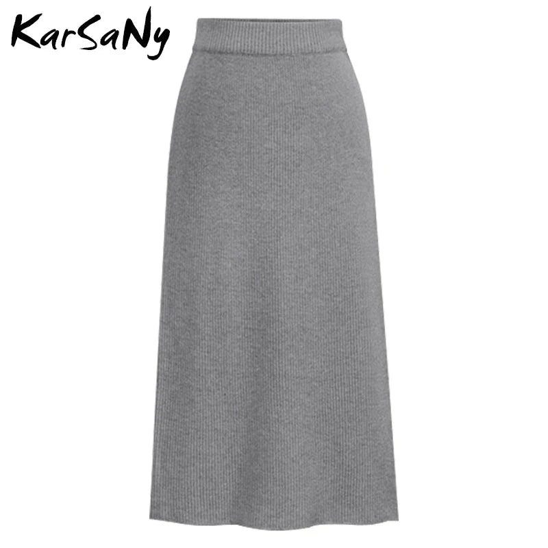 Stilla | Kvinders Strikket 3 6xl Designer Midi Nederdele (plus Størrelse)
