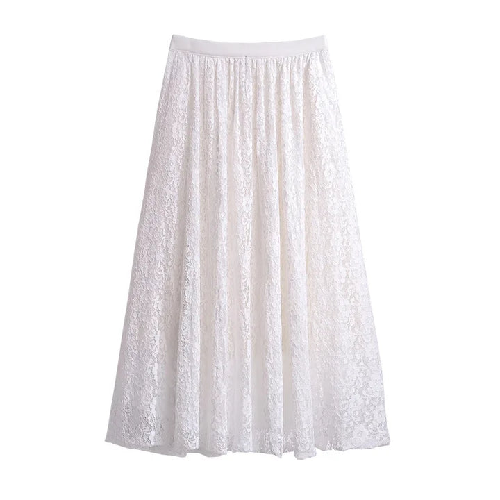 Stilla | Dame Lace 4 9xl Mode Designer A-Line Midi Nederdele (plus Størrelse)