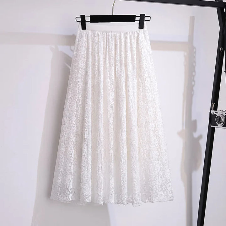 Stilla | Dame Lace 4 9xl Mode Designer A-Line Midi Nederdele (plus Størrelse)