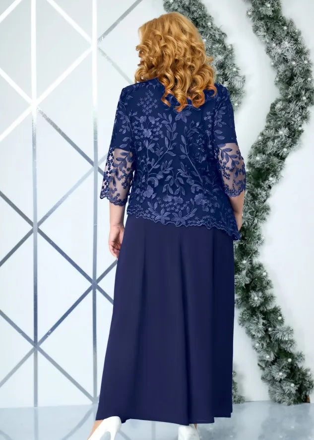 Stilla | Kvinder's Blonde Chiffon 2 5xl Mode Designer Lange Kjoler (plus Størrelse)