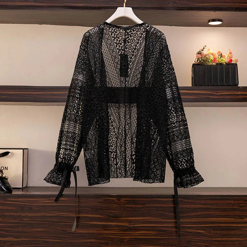 Stilla | Kvinders Blonde Gennemsigtig 5 9xl Mode Designer Bluse Lange Ærmer Toppe (plus Størrelse)