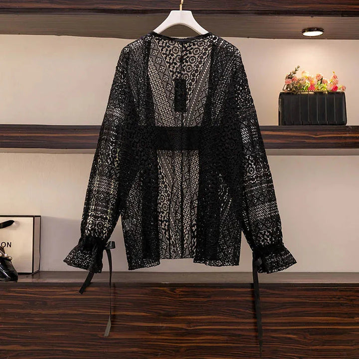 Stilla | Kvinders Blonde Gennemsigtig 5 9xl Mode Designer Bluse Lange Ærmer Toppe (plus Størrelse)