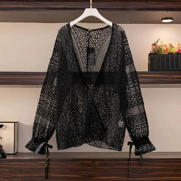 Stilla | Kvinders Blonde Gennemsigtig 5 9xl Mode Designer Bluse Lange Ærmer Toppe (plus Størrelse)