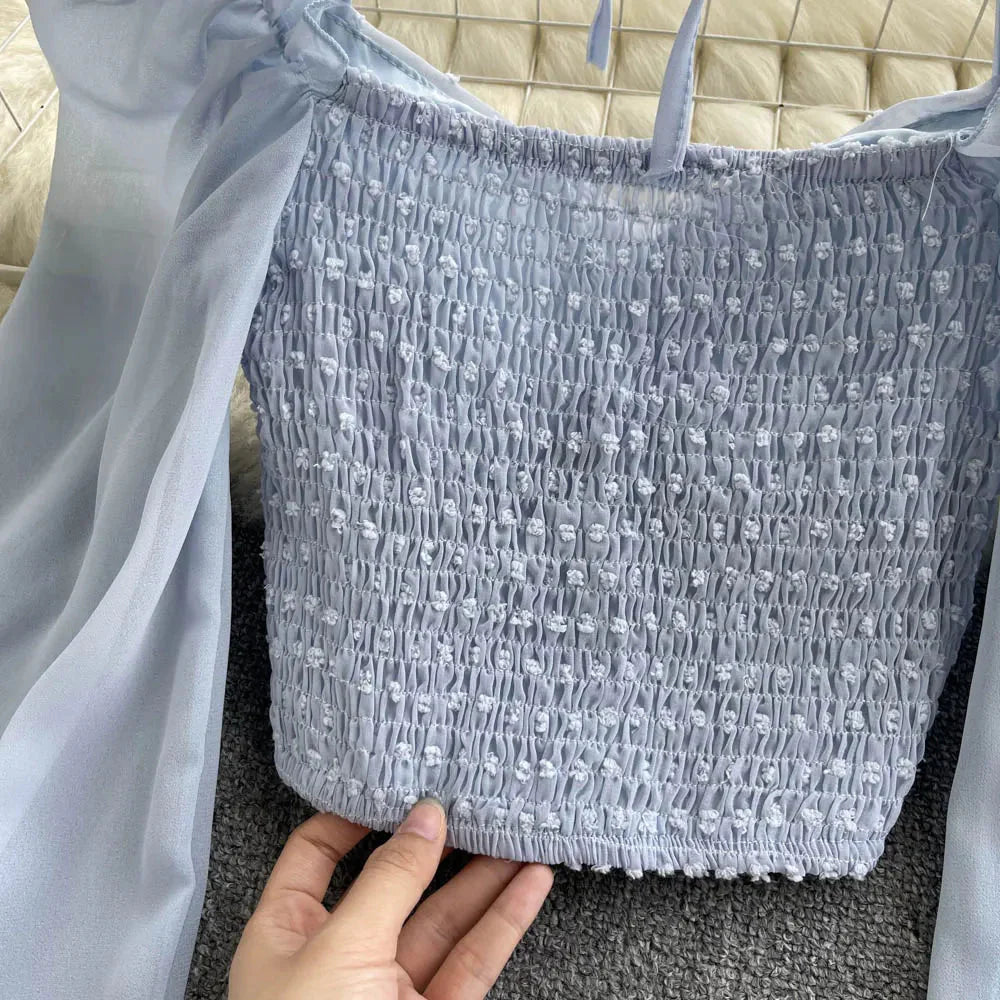Stilla | Kvinders Lanterneærmede Off Shoulder Mode Designer Langærmede Tops