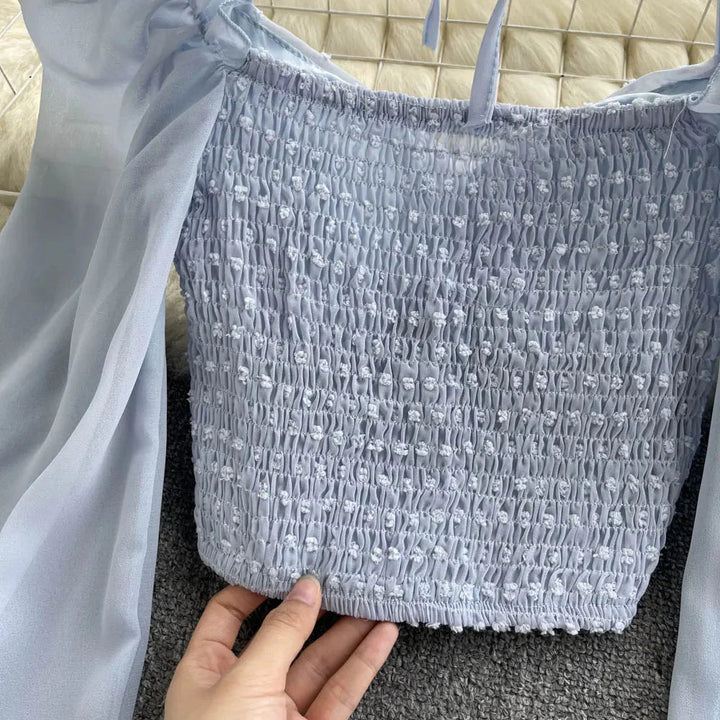 Stilla | Kvinders Lanterneærmede Off Shoulder Mode Designer Langærmede Tops
