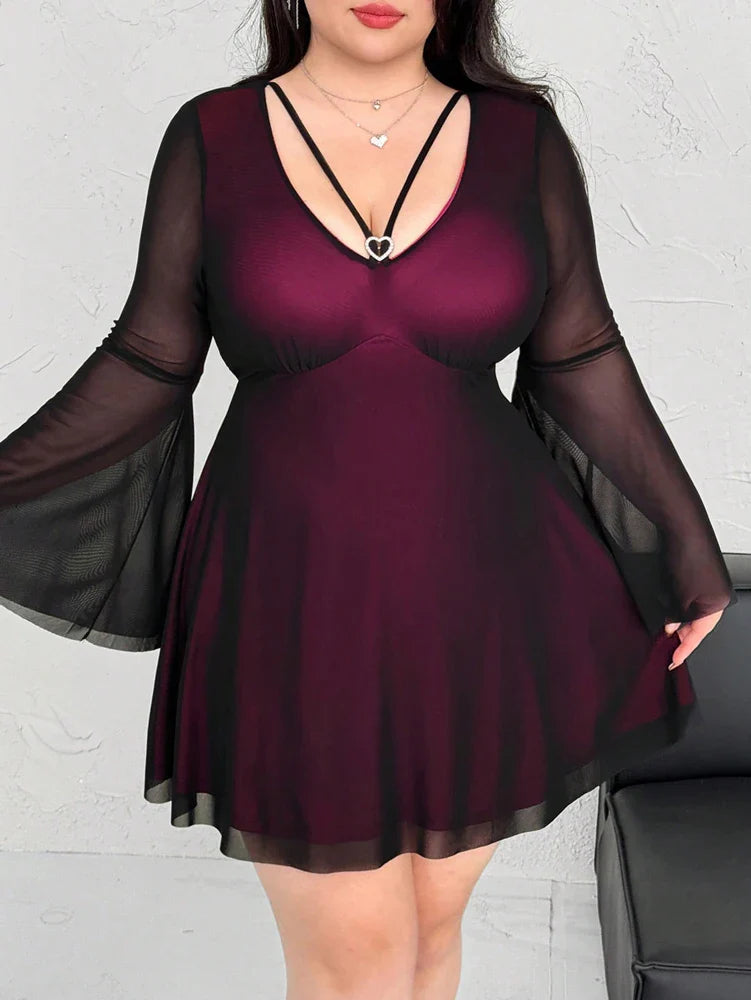 Stilla | Kvinder's Mesh Overlay 2 4xl Mode Designer Kort Kjoler (plus Størrelse)