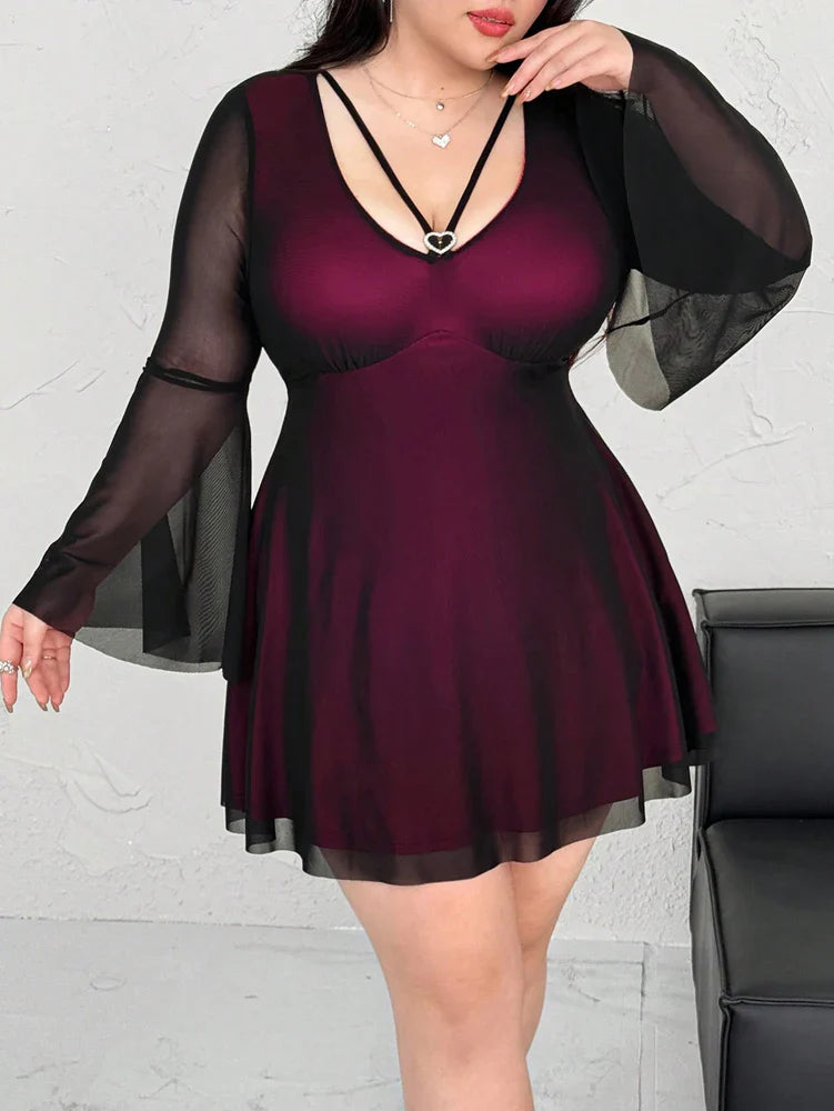 Stilla | Kvinder's Mesh Overlay 2 4xl Mode Designer Kort Kjoler (plus Størrelse)