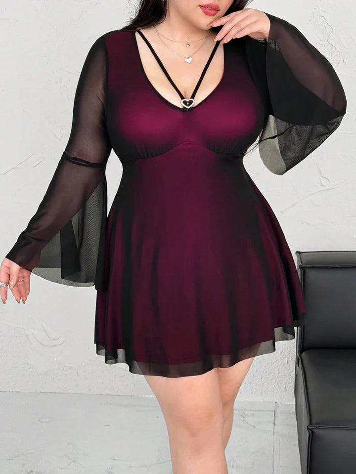 Stilla | Kvinder's Mesh Overlay 2 4xl Mode Designer Kort Kjoler (plus Størrelse)