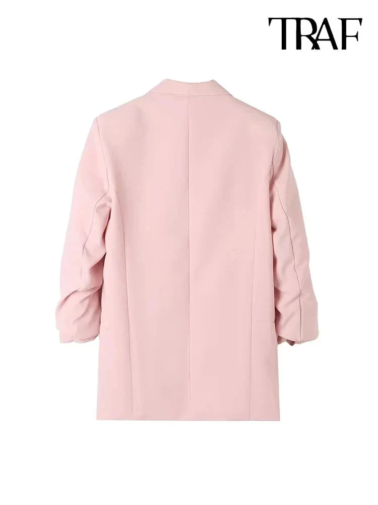 Stilla | Kvinders Kontorbeklædning Åben Blå Jakke Mode Designer Jakker
