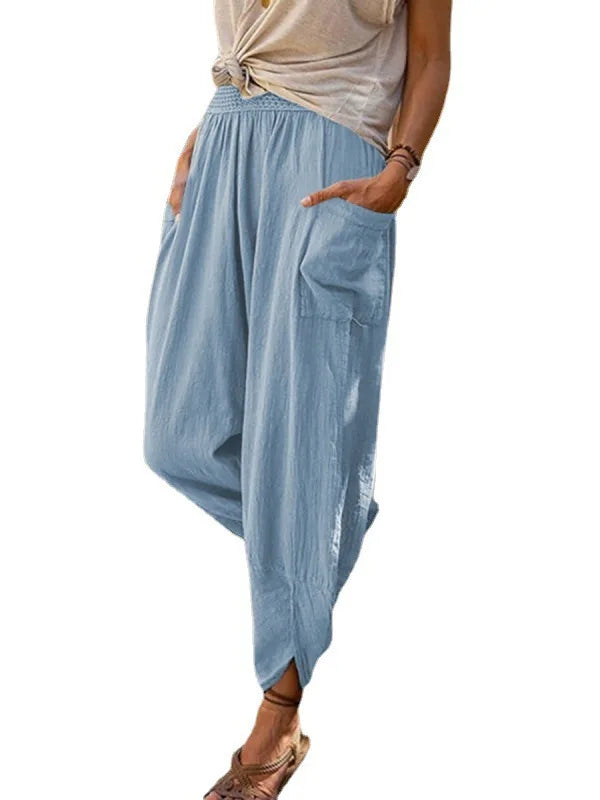 Stilla | Kvinders Pantaloner Snøre Løse Mode Designer Linned Bukser