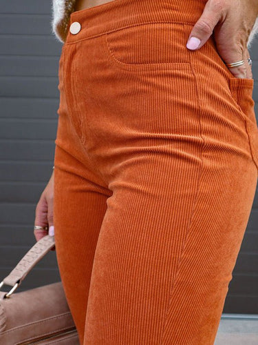 Stilla | Kvinders Bukser Ensfarvede Mid Waist Slank Micro Flare Bukser