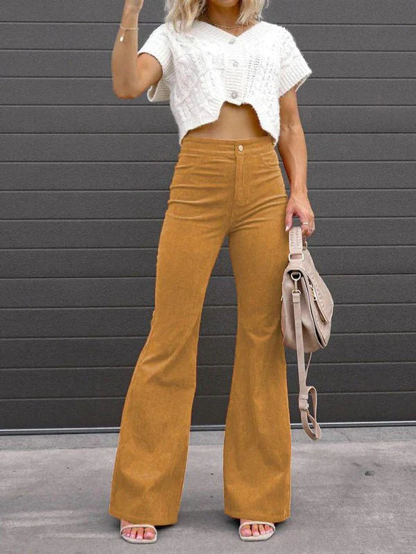 Stilla | Kvinders Bukser Ensfarvede Mid Waist Slank Micro Flare Bukser
