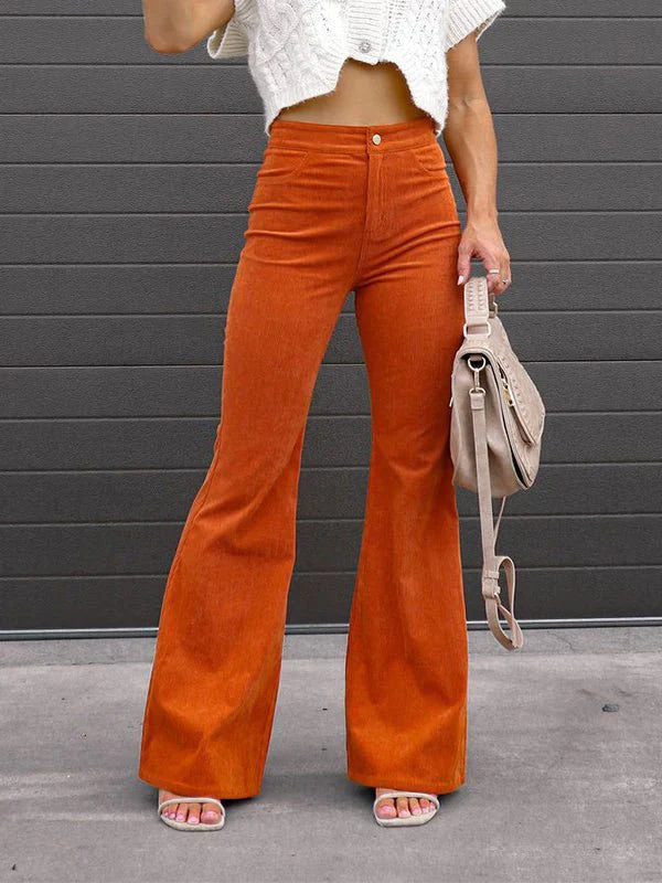 Stilla | Kvinders Bukser Ensfarvede Mid Waist Slank Micro Flare Bukser