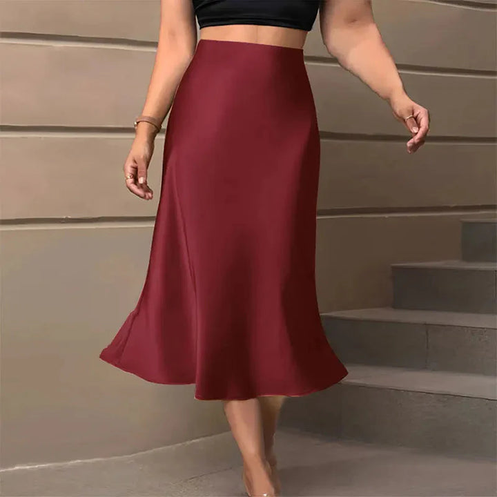 Stilla | Kvinders Blyant Ruched Satin Mode Designer Nederdele (midi)