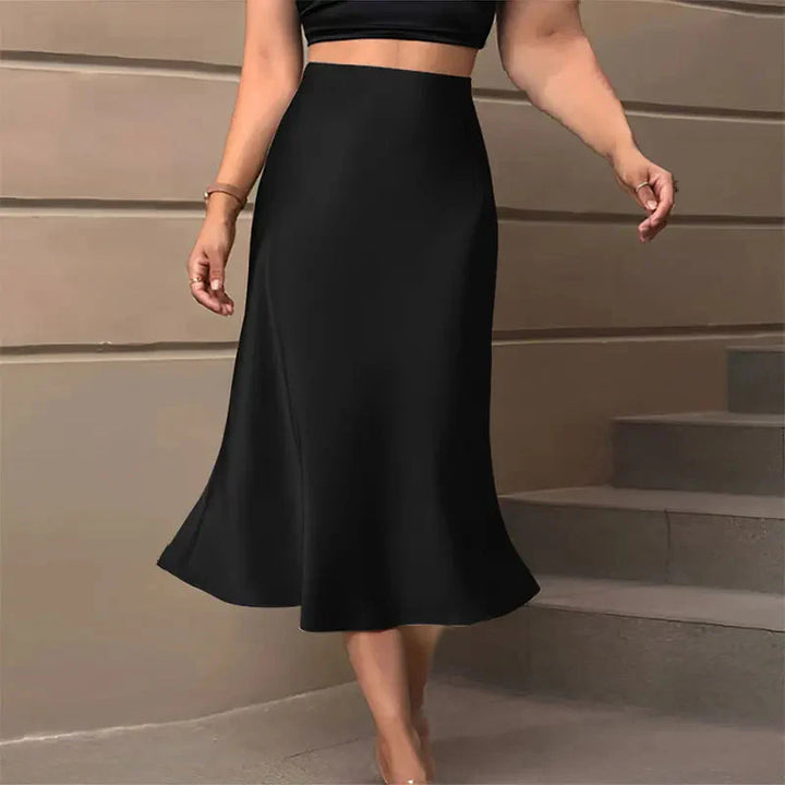 Stilla | Kvinders Blyant Ruched Satin Mode Designer Nederdele (midi)