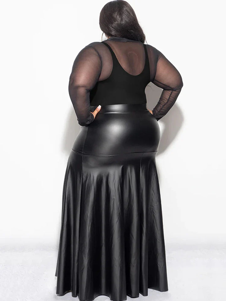 Stilla | Kvinders Plisseret Mode Designer 2 9xl Pu Læder Nederdele (plus Størrelse)