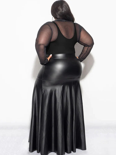 Stilla | Kvinders Plisseret Mode Designer 2 9xl Pu Læder Nederdele (plus Størrelse)