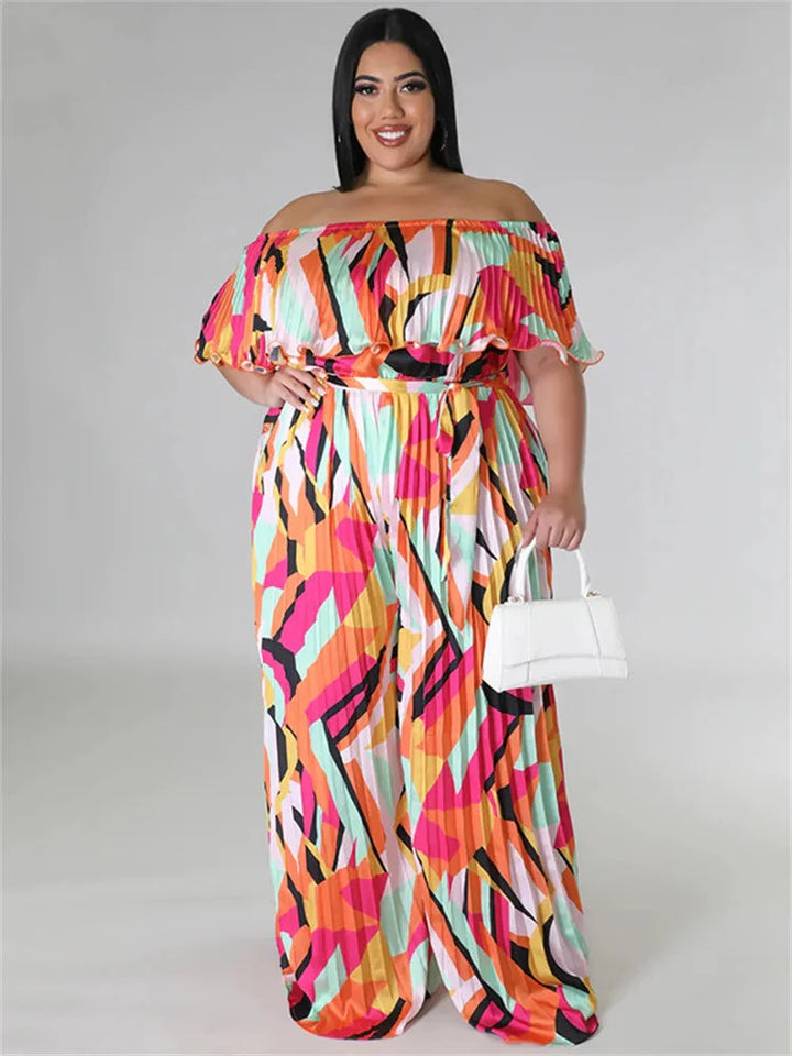 Stilla | Kvinders Plisseret Bred Ben 4xl Mode Designer Jumpsuits (plus Størrelse)