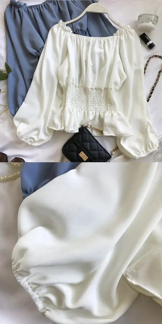 Stilla | Kvinders Ruffle Trim Mode Designer Puffede Langærmede Tops