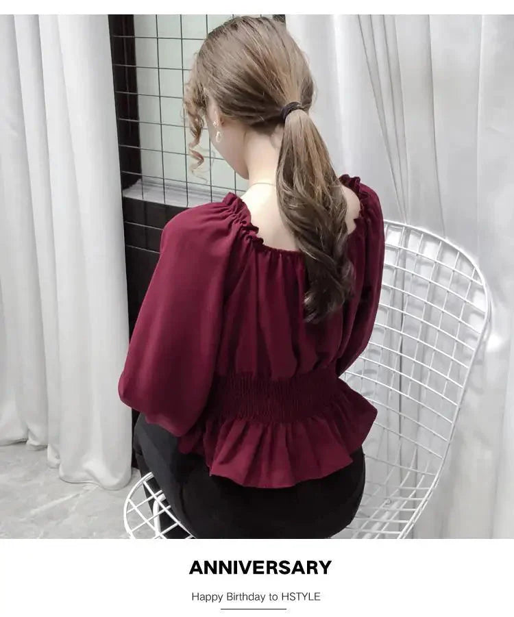 Stilla | Kvinders Ruffle Trim Mode Designer Puffede Langærmede Tops
