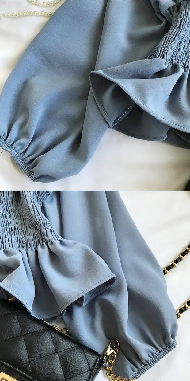 Stilla | Kvinders Ruffle Trim Mode Designer Puffede Langærmede Tops