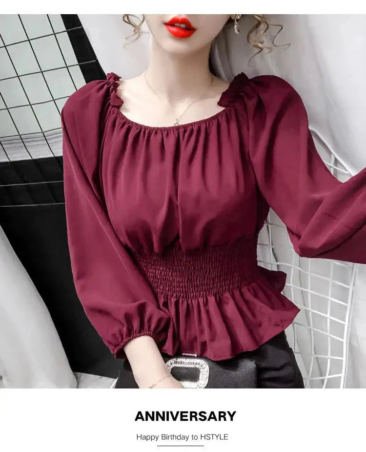 Stilla | Kvinders Ruffle Trim Mode Designer Puffede Langærmede Tops