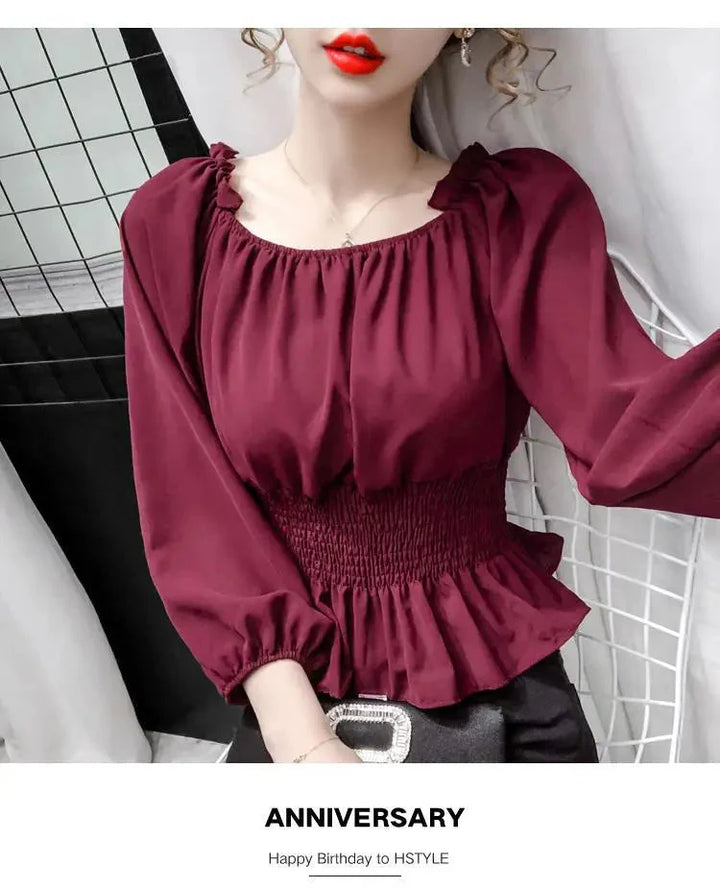 Stilla | Kvinders Ruffle Trim Mode Designer Puffede Langærmede Tops