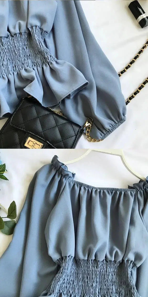 Stilla | Kvinders Ruffle Trim Mode Designer Puffede Langærmede Tops
