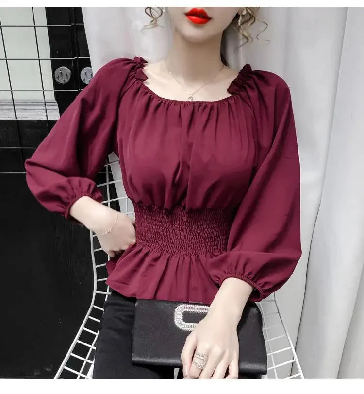 Stilla | Kvinders Ruffle Trim Mode Designer Puffede Langærmede Tops