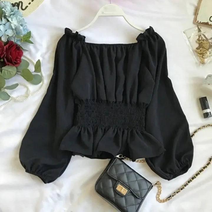 Stilla | Kvinders Ruffle Trim Mode Designer Puffede Langærmede Tops