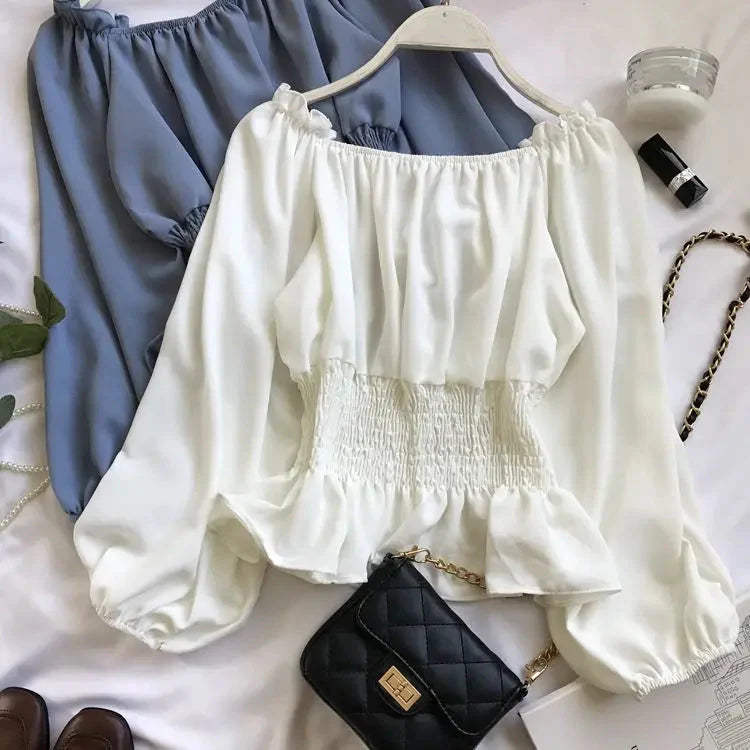 Stilla | Kvinders Ruffle Trim Mode Designer Puffede Langærmede Tops
