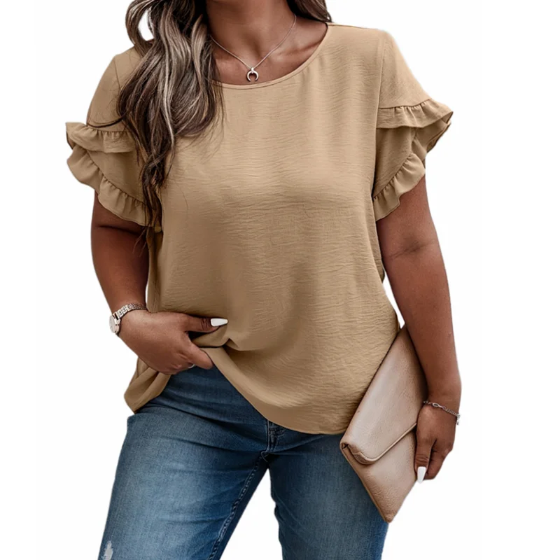 Stilla | Kvinders Rynket Bluse Mode Designer 2 5xl T-Shirts (plus Størrelse)