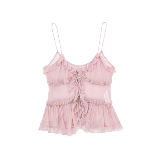 Stilla | Kvinders Rynket Sløjfeknyttet Crop Tops Mode Designer Toppe