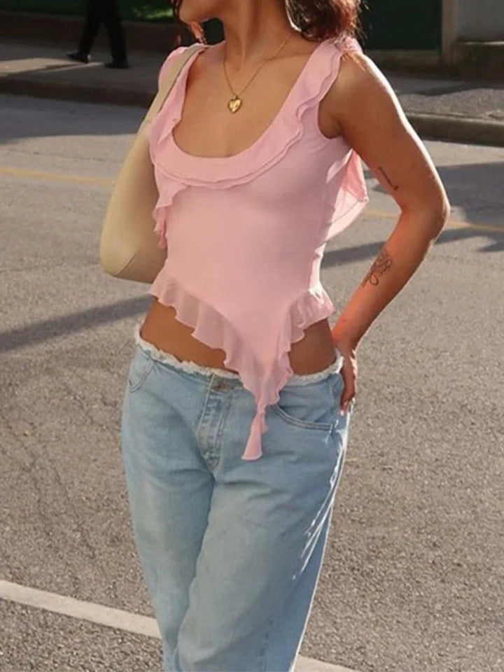 Stilla | Kvinders Ruffles Chiffon Uregelmæssig Mode Designer Singlets