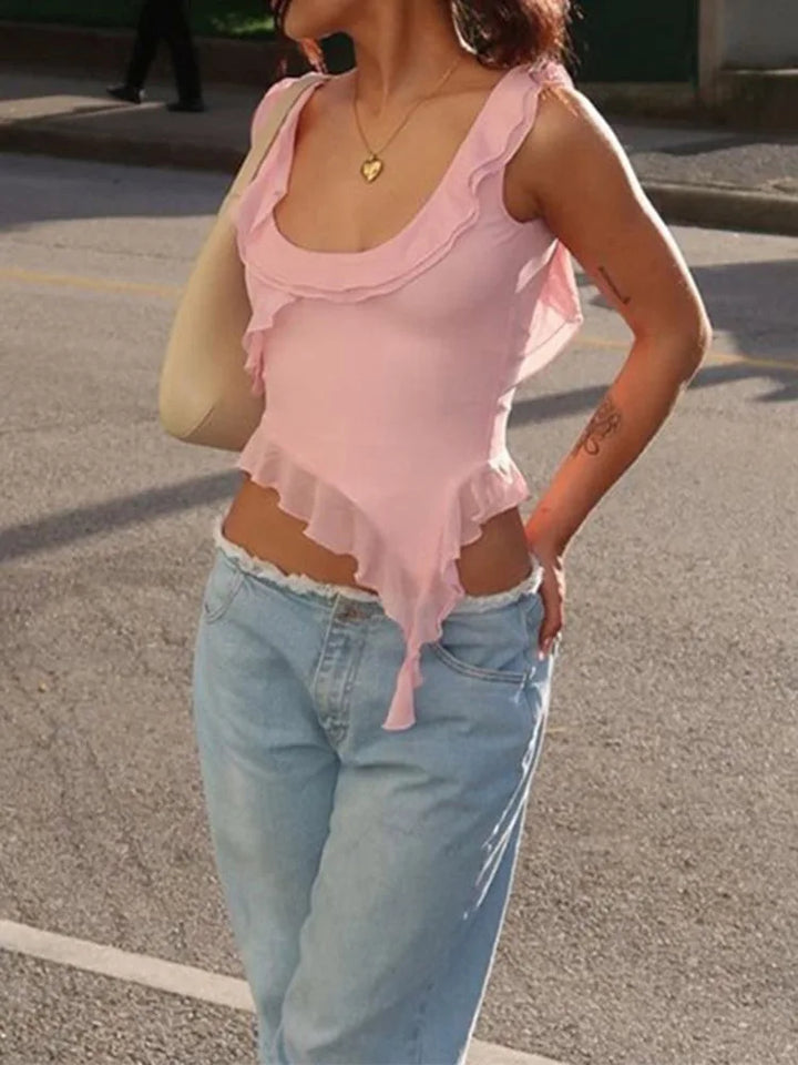 Stilla | Kvinders Ruffles Chiffon Uregelmæssig Mode Designer Singlets