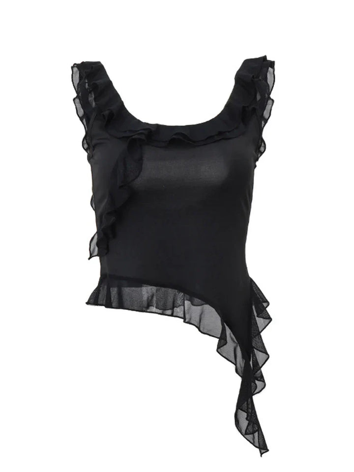 Stilla | Kvinders Ruffles Chiffon Uregelmæssig Mode Designer Singlets
