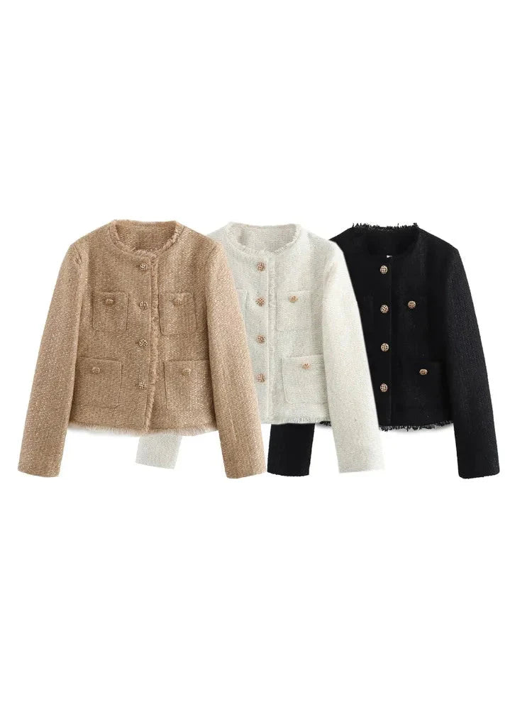 Stilla | Kvindernes Rustikke Toppe Mode Designer Tweed Uldjakker