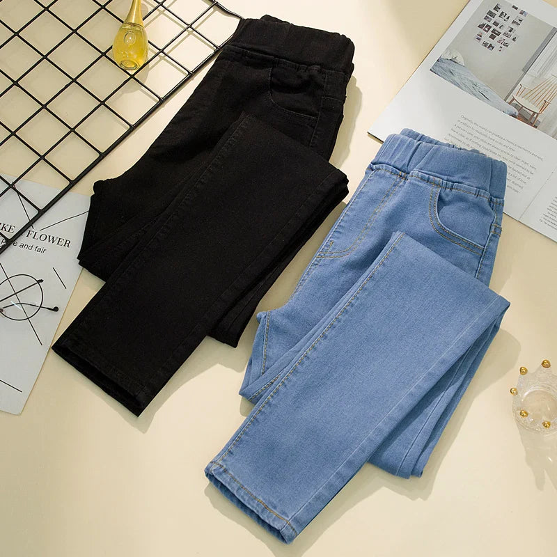 Stilla | Kvinders S 6xl Mode Designer Høj Talje Strækbar Denim Bukser (plus Størrelse)