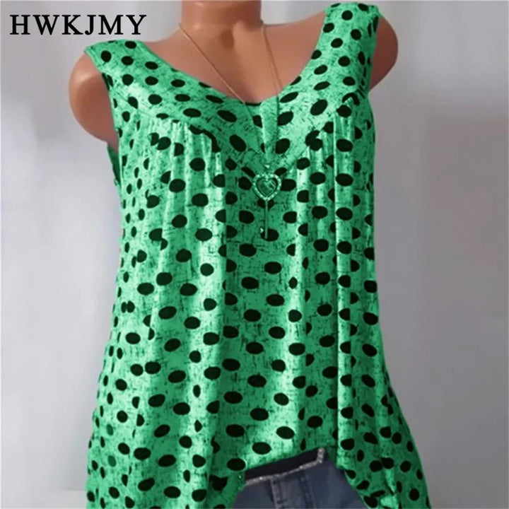 Stilla | Kvinders S 8xl Toppe Mode Designer Polka Dot Singlets (plus Størrelse)