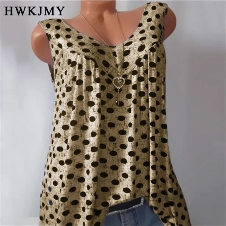 Stilla | Kvinders S 8xl Toppe Mode Designer Polka Dot Singlets (plus Størrelse)
