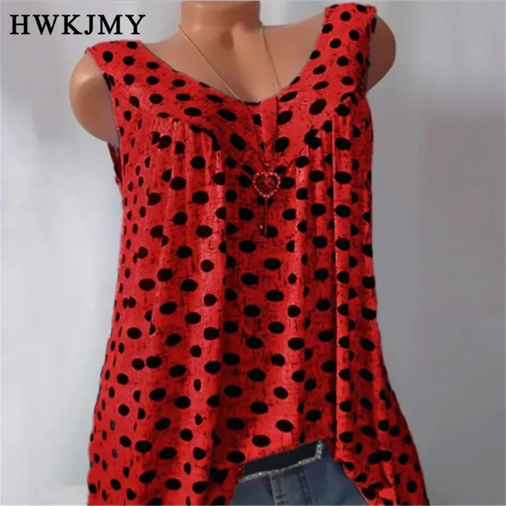 Stilla | Kvinders S 8xl Toppe Mode Designer Polka Dot Singlets (plus Størrelse)