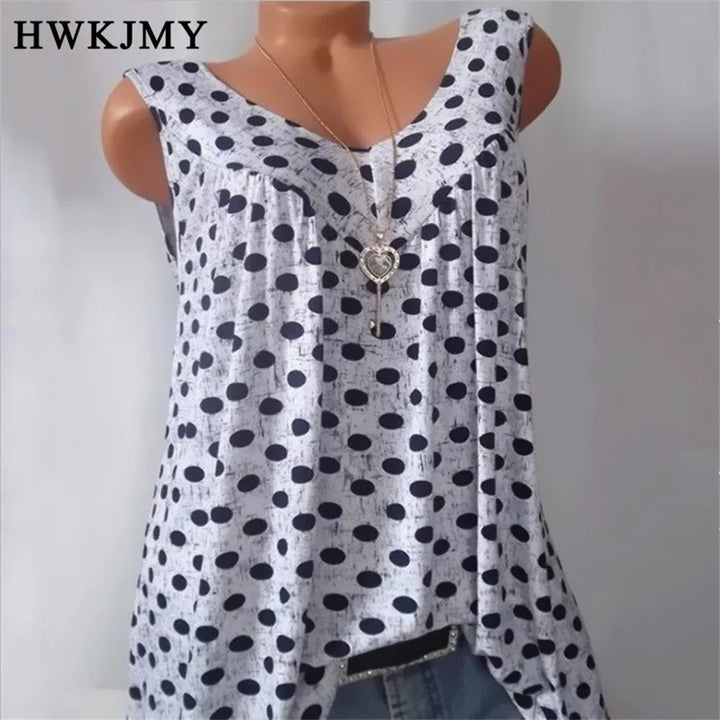 Stilla | Kvinders S 8xl Toppe Mode Designer Polka Dot Singlets (plus Størrelse)