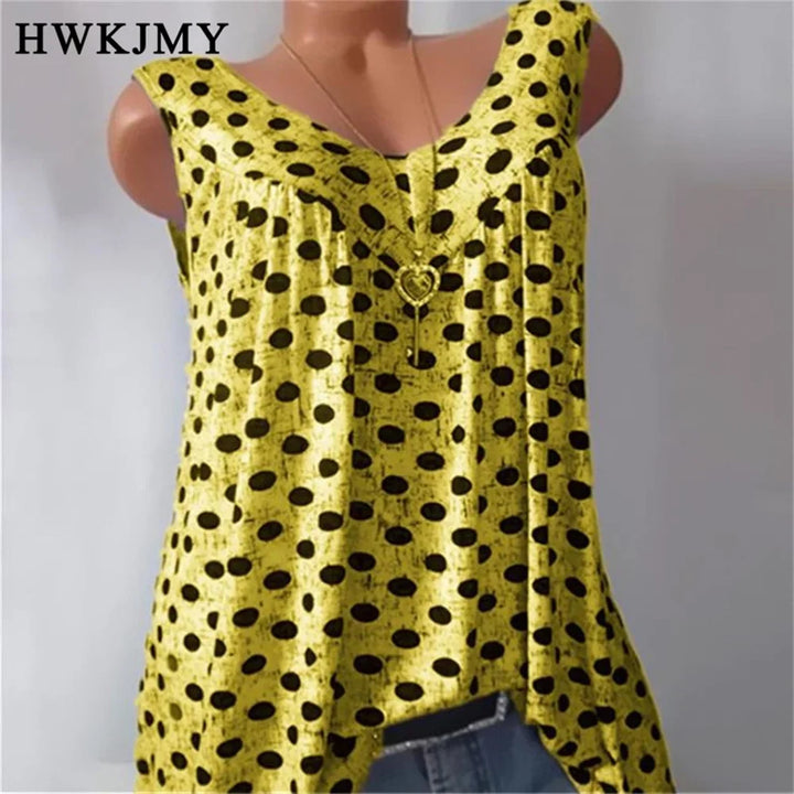 Stilla | Kvinders S 8xl Toppe Mode Designer Polka Dot Singlets (plus Størrelse)