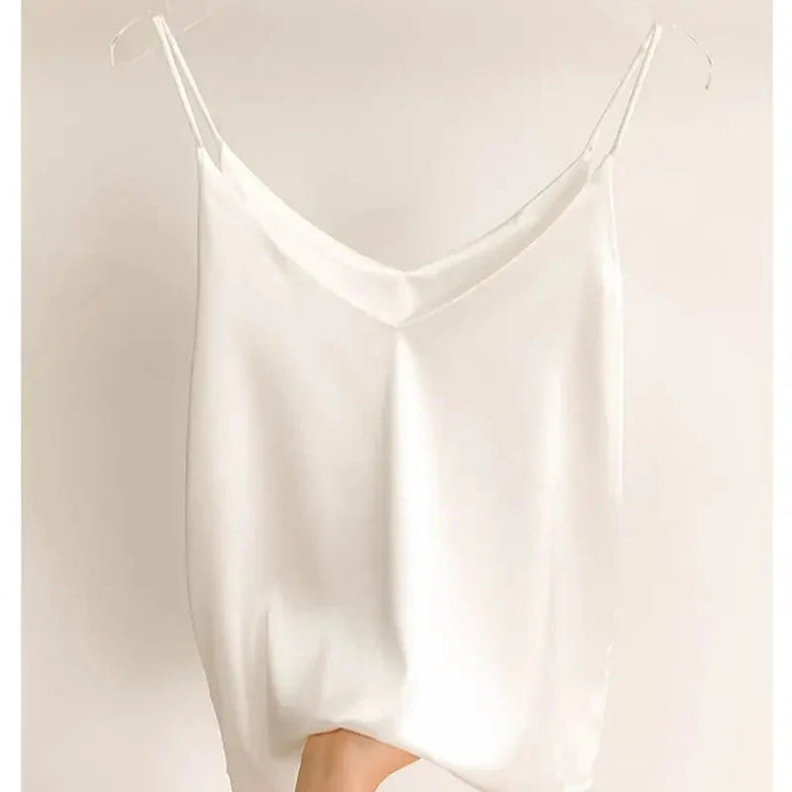 Stilla | Kvindernes Satin Spaghetti Strap Fashion Designer Halterneck Toppe Singlets