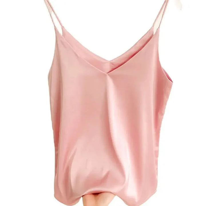 Stilla | Kvindernes Satin Spaghetti Strap Fashion Designer Halterneck Toppe Singlets